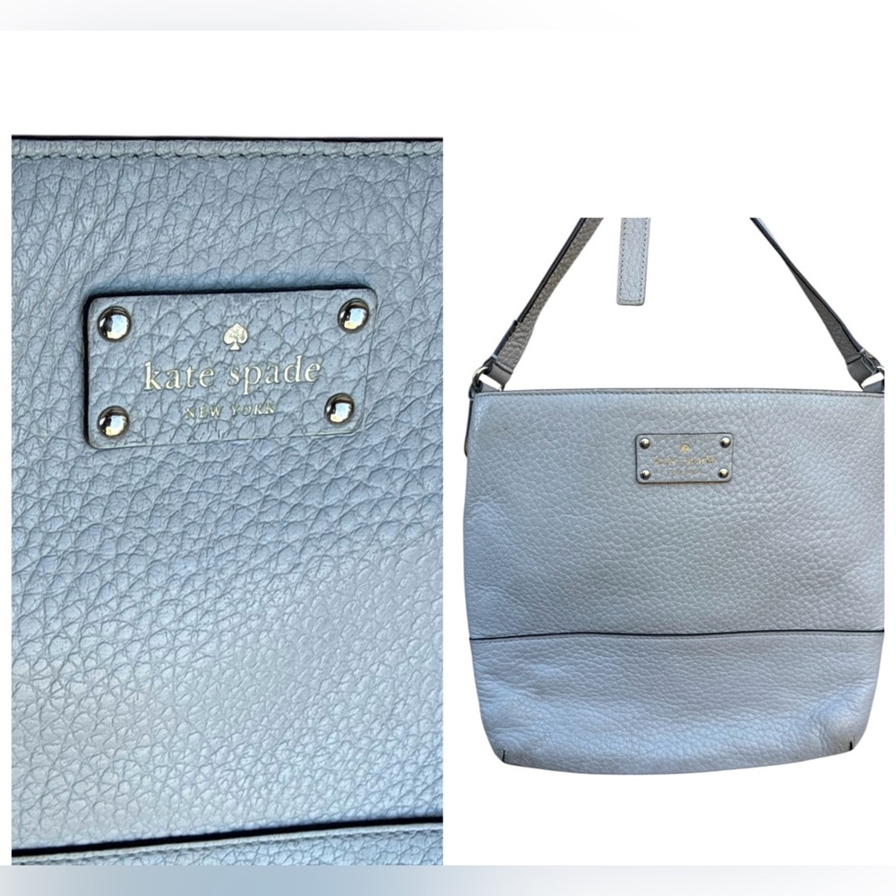 Kate Spade grey/silver pebble leather crossbody with adjustable strap